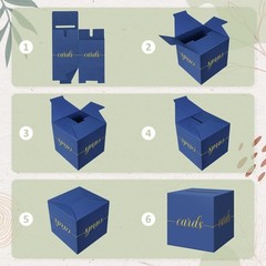 Navy Blue Graduation Card Box, Gold Foil Gift Card Box for Graduation, Party,…
