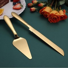 Wedding Cake Cutting Set – Gold Knife & Server, Stainless Steel