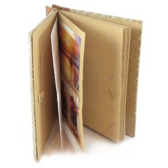 Palm Leaf Photo Album Scrapbook Handcrafted with Cinnamon 9″ x 9.75″ x 1.25