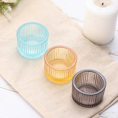 2 Pcs Tea Light Candle Holder Glass Candle Holders White