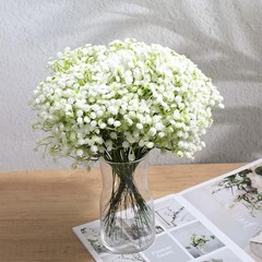 Grevosea 120 Pcs Baby Breath Artificial Flowers – White Green Gypsophila
