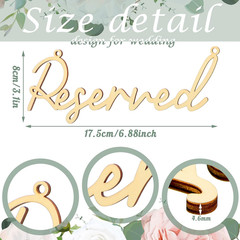 12 Pcs Reserved Seating Signs for Wedding Chairs Hanging Wooden Rustic Reserved