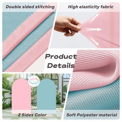 GOJAWAY 6+6.6+7.2FT Blue/Pink Wedding Arch Cover, Spandex Fitted Wedding Arch