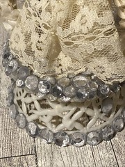 Vintage Bride Groom Wedding Topper Cherubs Arch Lace Flowers Stand 1950s 60s