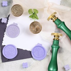 Elegant Initial J Wax Seal Kit,2pcs Exquisite Brass Stamp Heads with Eucalypt…