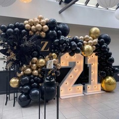 Black and Gold Balloons Garland Arch Kit, 134pcs Black and Metallic Gold Ball…