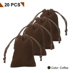 20pcs Velvet Gift Bags 2″ x 2.8″ Drawstring Jewelry Pouches, Coffee