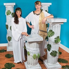 Fun Express 3 ft Marble-Look Fluted Cardboard Columns, 2 Piece Set, White