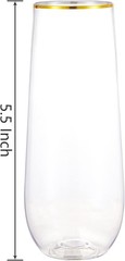 N9R 24PCS Plastic Champagne Flutes, 9 Oz 24 Count (Pack of 1), Gold-24pack