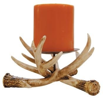 Antler Pillar Candle Holder 6-inch Orange