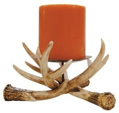 Antler Pillar Candle Holder 6-inch Orange