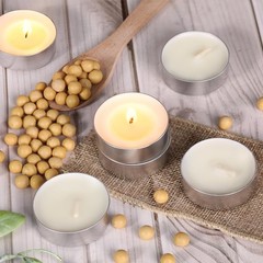 Soy Tea Lights Candles 50 Pack, 4 Hours Tealights Candles Bulk Unscented Smal…