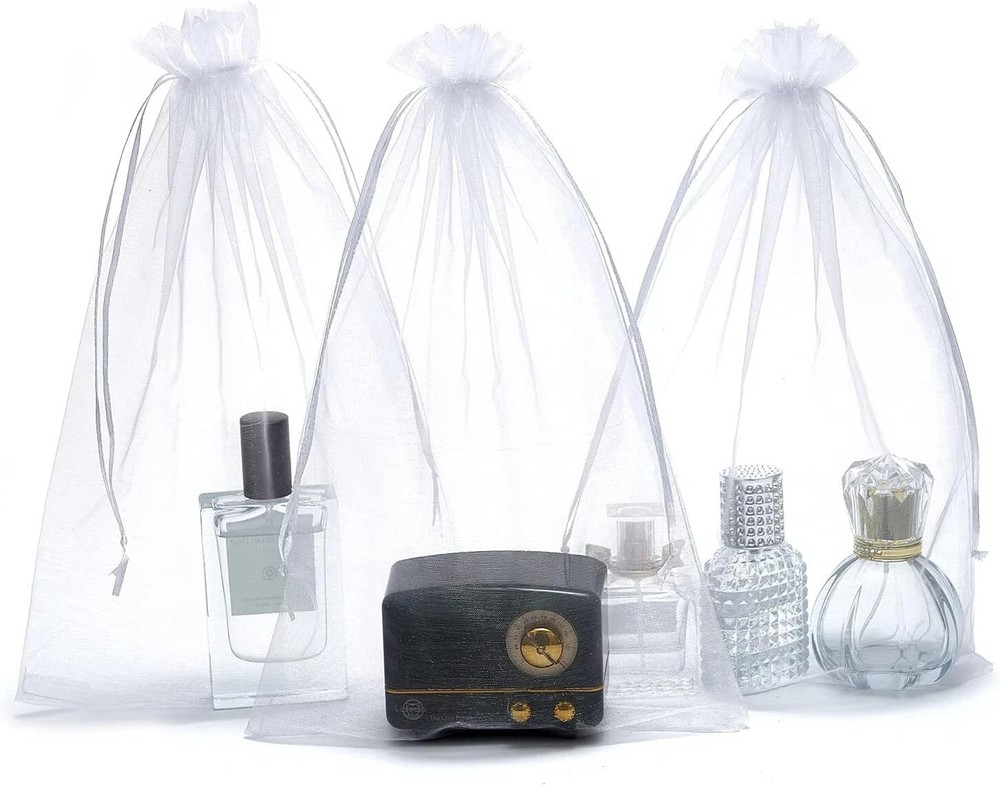 25 Pcs 8×12 Inch Mesh Drawstring Organza Bags for Favors Merchandising Gifts