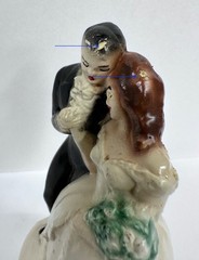Vintage 1948 Paper Mache Bride and Groom Wedding Cake Topper