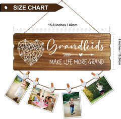 Wooden Picture Holder 6 Heart Clips 15.8×6 Inches Rustic Decor[1][2][3]