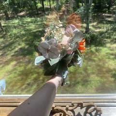 Bridal Wedding Bouquet Hand made Budget Handmade Faux Flowers Orange Red Yellow