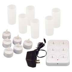 6 Rechargeable Tealight FLICKER Flameless LED Candle wedding event with CHARGER