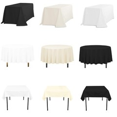Polyester Tablecloth WHITE BLACK IVORY TABLE COVER Scallop Banquet Wedding Party