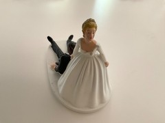 Cake Topper Bride Groom Wedding Reception Day Funny Bride Dragging Grooms cake