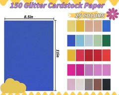 Glitter Colored 8.5 in x 11 in-250 gsm-150 Sheets, 25 colors