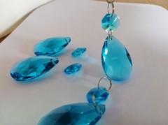 12Pcs 38mm Sapphire Blue Teardrop Chandelier Crystal Prism Wedding Decoration