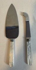 Sheffield England Vintage Pearlized Serrated Wedding Cake Knife & Server Set EUC
