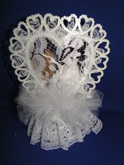 New Elegant Wedding Caketop with Ornate heart & Western Cow Bride & Groom, #113