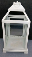 White 10 1/2” Hanging Candle Lantern Wedding Center Piece w/ Clear Glass Decor