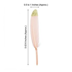 90 BLUSH Glittered Gold Tip Natural Turkey Feathers Wedding Party Decorations