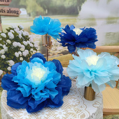 Blue Navy Tissue Paper Flower for Floral Wall DIY Party Backdrop Wedding (20“-14