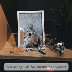 BESZONE Iron Gifts for 6th Anniversary Metal Rose 11.8x3x3 inches,