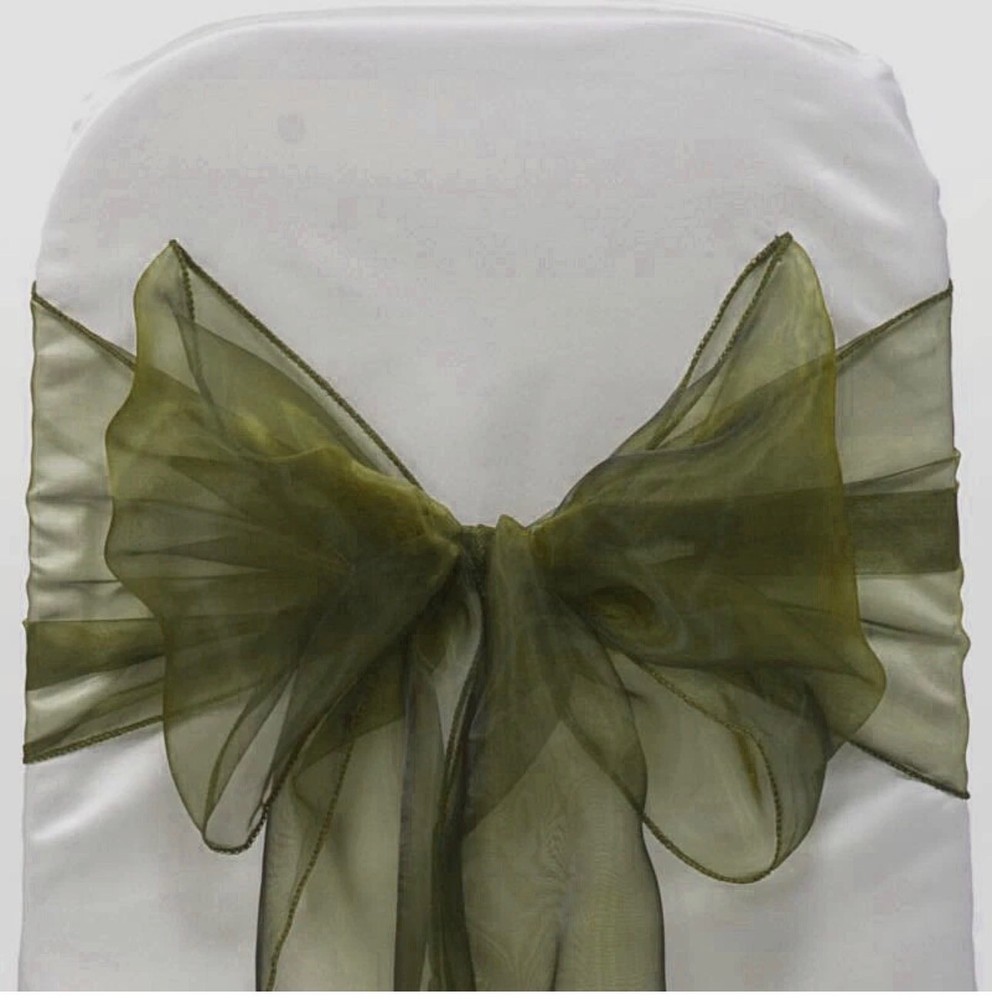 100 Olive Green Organza Chair Sashes Chair Cover Wider Bows wedding party décor