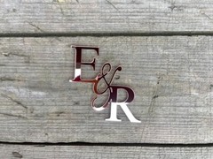 Initials Wedding Cake Topper Charm Monogram Name Gold Silve Mirror Сalligraphy