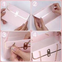 6pcs Flower Paper Gift Box Bouquet Storage Bucket Handbag white,pink,black