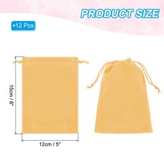 12Pcs Velvet Gift Bags 5″ x 6″ Velvet Drawstring Jewelry Pouches Gold