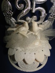 New Elegant 25th Wedding Anniversary Caketop with Love Doves & #25 Decor, #69
