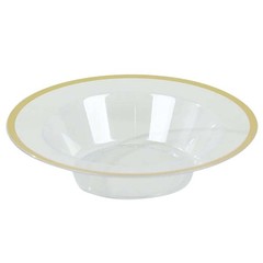 20 pcs 12 oz CLEAR GOLD Rim Plastic Salad Soup Bowls Wedding Party Events Favors