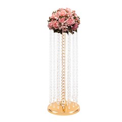 Gold Beaded Tall Wedding Centerpiece Cylinder 60 cm (23.6 in) Pack Of 10