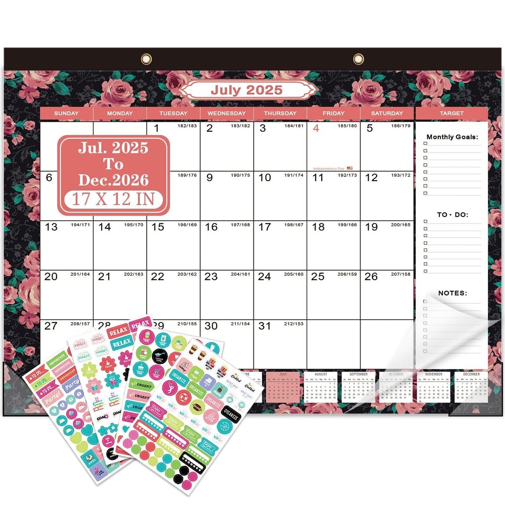 Lateefah Desk Calendar 2025, Large 12» x 17» Desk Calendar 2025-2026, 18 Mo…