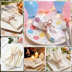 Bow Napkin Rings Set of 12 for Wedding Party Birthday Holiday Family Rose Gold