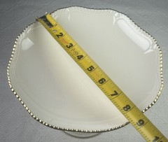 Lenox Cream Compote 24K Gold Beaded Trim 6” Pedestal Cookie Server 8.5” diam