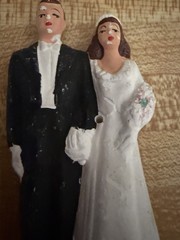 Antique Wedding Chalkware Cake Topper 1950s