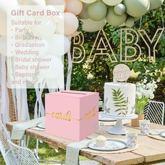 1 PCS Light Pink Gold Foil Card Box 8.7 Inch Money Birthday Wedding Party