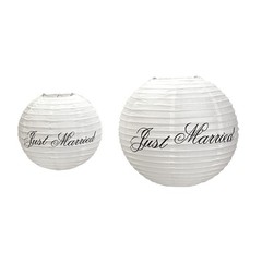 Set of 6 Just Married White Paper Lanterns Wedding Reception Party Decorations