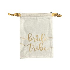 Bride Tribe Drawstring Favor Bags White Gold Bachelorette Party Gift Set of 10