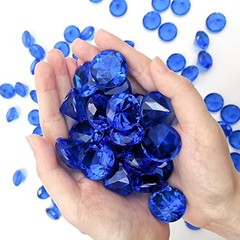 100 pcs Acrylic Diamond Gems, Blue Acrylic Diamonds 1 Inch Faux Dark Blue