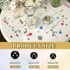 150 Pcs Pearl Bead for Vase Filler, 20/14/10mm Floating Beads(Black)