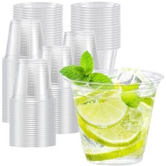 100 Pack 9 oz Clear Plastic Cups – Disposable Wine Cocktail Cups – 100 Pack