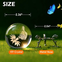 IFOLAINA 3D Butterfly Crystal Ball 60mm Gifts Ideas for 2.36 inches, Clear