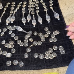 HUGE LOT ACRYLIC HANGING CRYSTALS ORNAMENTS WITH TEARDOP PRISMS & HOOKS